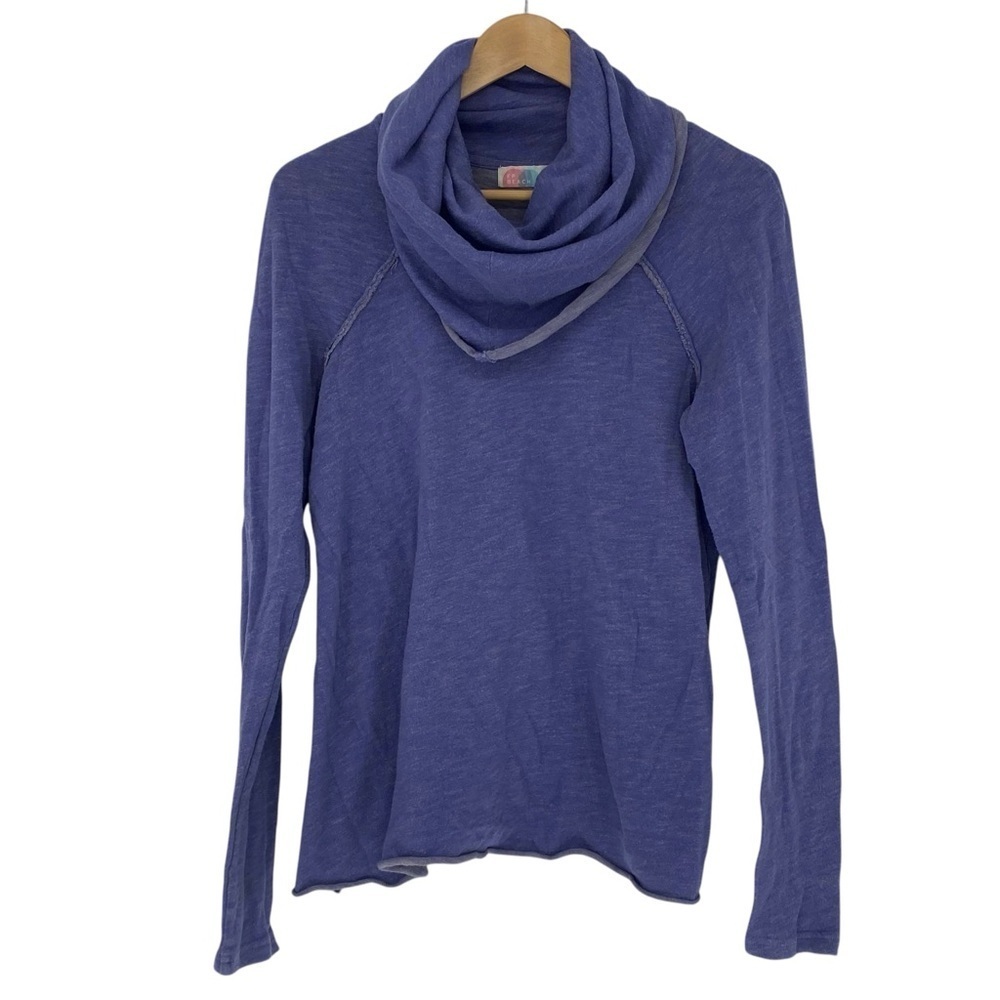 Free People FP Beach One Body Cocoon Funnel Cowl Top Blue/Purple Wms Medium